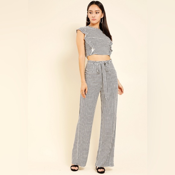 Checkered Ruffle Top & Palazzo Pants Set - Picture 15 of 15